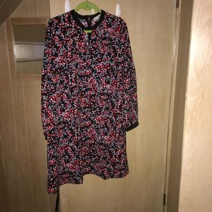 Loft - berry velvet trim cutout dress